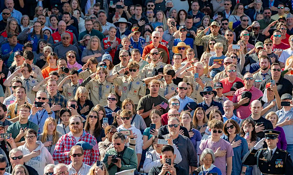 Guests attend the annual National Veterans Day Observance at Arlington National Cemetery, Monday, Nov. 11, 2024, in Arlington, Virginia. (Official White House photo by Adam Schultz)