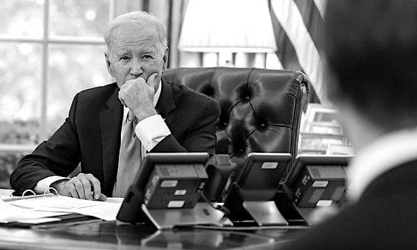 Joe Biden meets with advisers to prepare for an upcoming engagement with congressional leadership, Monday, May 8, 2023, in the Oval Office of the White House. (Official White House photo by Adam Schultz)